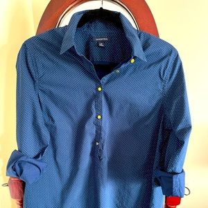 Lands End Navy Dot Shirt